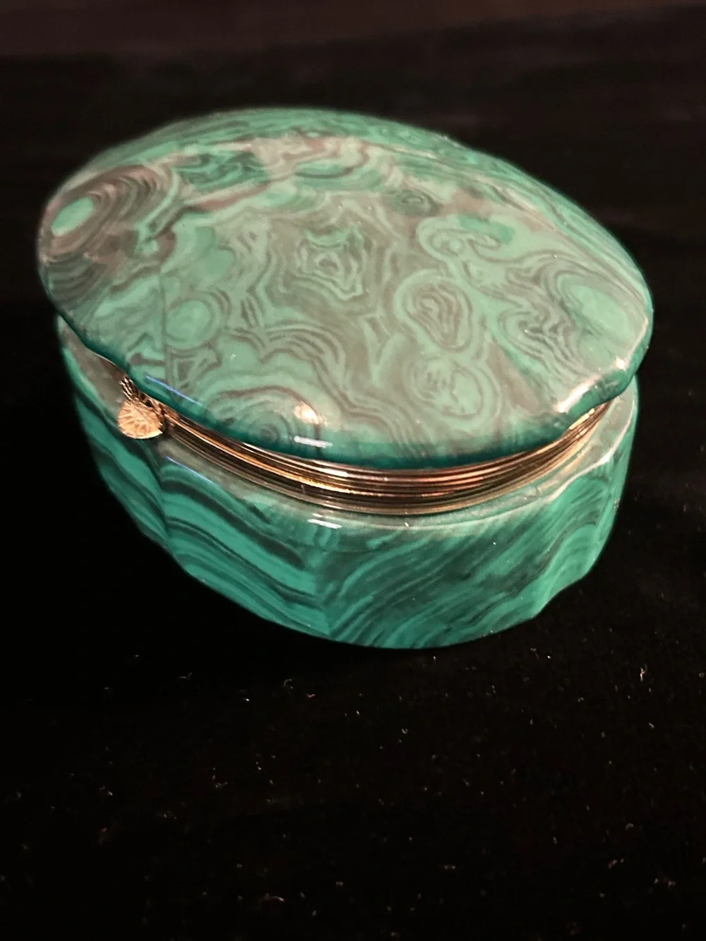 Vintage Frederick Cooper Chicago Faux Malachite Hinged Trinket Box - Labeled